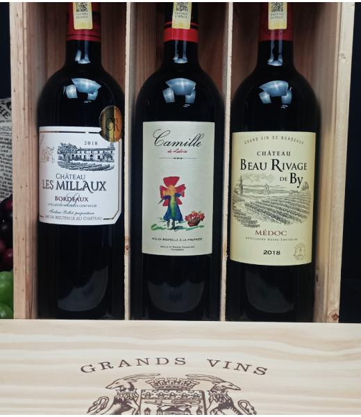 Chateau 3-Bottles Wooden Box Gift Pack